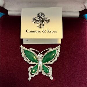 Elegant Green Butterfly Brooch